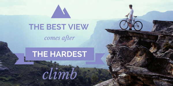 cyclist at top of steep mountain